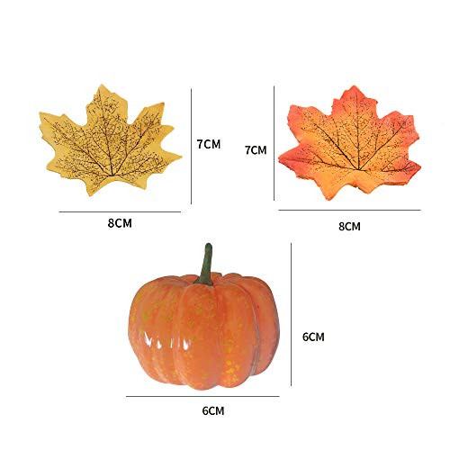 112 piezas decoraciones de Halloween,12 piezas falsas calabazas de Halloween decoraciones artificiales de calabaza y 100 hojas falsas de arce para otoño,Acción de Gracias,decoración de mesa