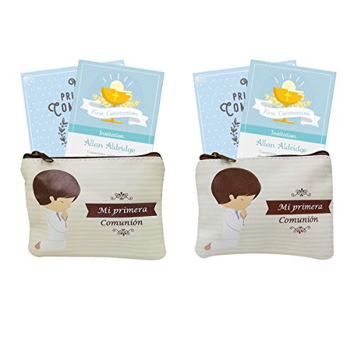 12 monederos de comunion niño,monederos Infantiles,Ideal Detalles comunion para Invitados niños-Cuadrado