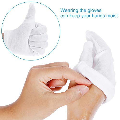 12 pares Guantes de algodón blanco Guantes de Tela Guantes terapéuticos hidratantes cosméticos para manos secas, belleza, monedas, joyería e inspección de plata – Unisex