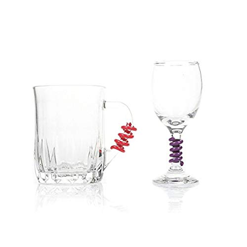 12 PCS Marcadores de Copas,Tangger Anillo de Copa de Vino Plastico Espiral Etiquetas para Bar Fiesta Todas las Ocasiones,6 Colores