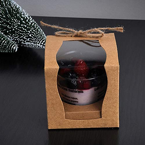 12 piezas Cajas de papel Kraft para panadería con ventanas de PVC para tartas de panadería y pastelería, contenedor desechable para llevar con etiqueta engomada y guita