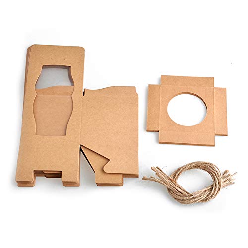 12 piezas Cajas de papel Kraft para panadería con ventanas de PVC para tartas de panadería y pastelería, contenedor desechable para llevar con etiqueta engomada y guita