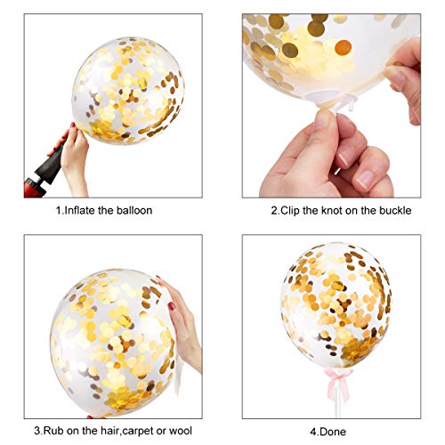 12 Piezas de Pastel de Cumpleaños Feliz, Globos de Confeti Dorado, Estrellas y Ventiladores de Papel para la Decoración de la Torta de Cumpleaños