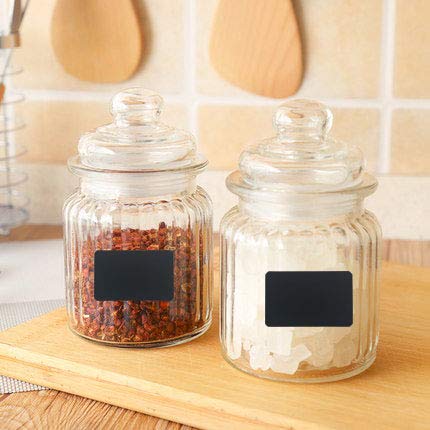 120 Pizarra Etiquetas Adhesivas de Pegatina Reutilizable Borrable Pegatina+1 Marcador de Tiza Blanca, para Decorar Tarros, Mermelada, Botes, Cocina, Hogar y Oficina