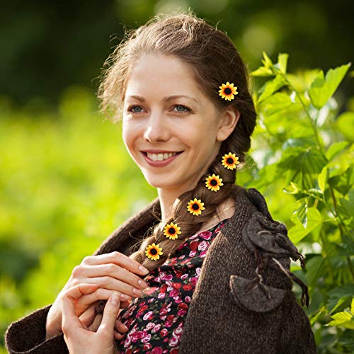 13pcs Diadema de flores Clips del Pelo Pinzas del Pelo，Accesorios Pelo de Girasol Margarita Amarilla Clips de Pelo de Girasol para Mujeres y Niñas Regalo de Reyes Magos