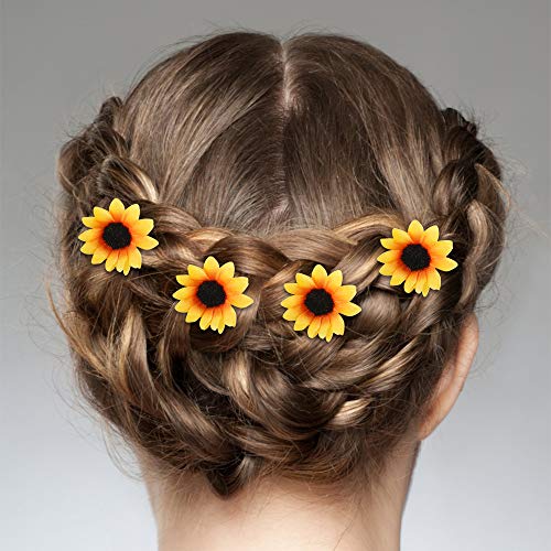 13pcs Diadema de flores Clips del Pelo Pinzas del Pelo，Accesorios Pelo de Girasol Margarita Amarilla Clips de Pelo de Girasol para Mujeres y Niñas Regalo de Reyes Magos