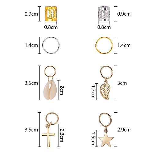 140 Piezas de Anillo de Rasta Puños de Dreadlocks de Aluminio de Accesorios de Clip de Pelo Trenzado, de Decoración de Pelo Bisutería de Trenza,decoración del cabello