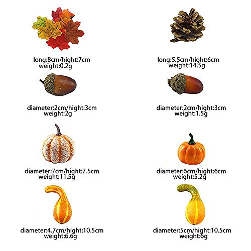 166 piezas de decoración de Halloween, incluidas mini calabazas artificiales, hojas de arce otoñal, bellotas, calabazas, piñas, decoración de mesa de Halloween
