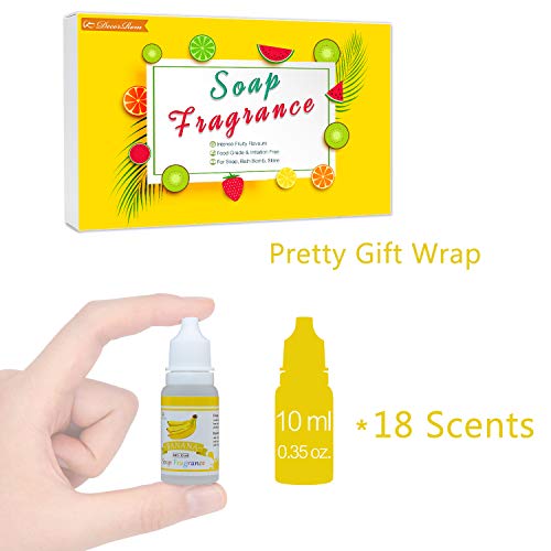 18 Aceite de Fragancia de Jabón - Fragancias de Jabón Líquido para Fabricar Bombas de Baño, Fabricación Jabón, Limo de Bricolaje - Perfumes de Bomba de Baño para Cosméticos, Arte - 10 ml Cada Uno