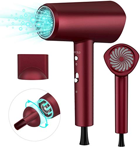 1800W secador de pelo de iones negativos,botón deslizante para controlar la velocidad del viento y la energía eólica, dos tipos de temperatura fría y caliente