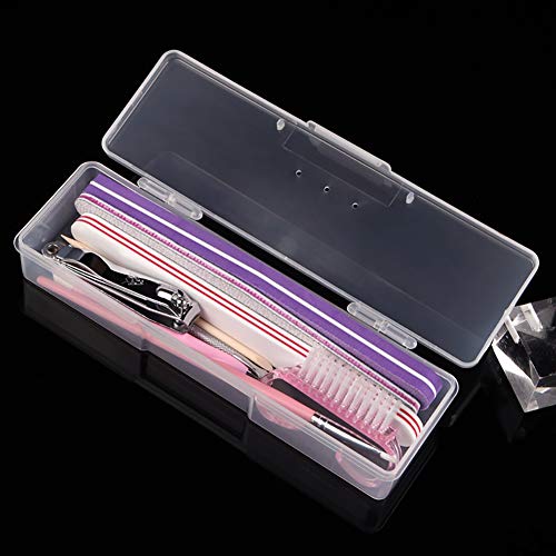 1PC Multifuncional Rectangular Caja de almacenamiento Caja de almacenamiento Borrar Mini Nail Art Tool Box Office Supplies Caja de Herramientas de manicura Organizador (transparente)
