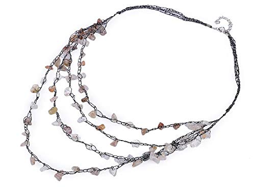 1pc Negro Bordado Lurex Collar Con las Astillas de Mineral, Y del Río de la Perla de la Joyería, Collares