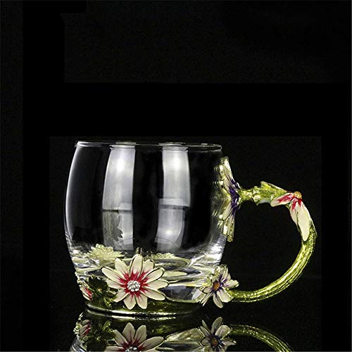1yess Taza de café de Porcelana Vaso Grande Taza de la Flor del crisantemo Tazas de té Regalos Personalizados for Bebidas Calientes, té, Zumo de Sistemas de la Taza del platillo (Color: Natural)
