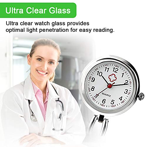 2 Pack CestMall Nurse Watch para Mujeres, enfermería Fob Relojes Medical Pocket Paramedic de Cuarzo Quartz Watch Dial Diseño Clip-on Acero Inoxidable Reloj de Enfermera, Reloj de Bolsillo