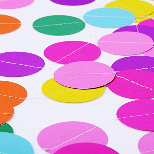 2 Paquetes 4 Metros Guirnalda de Papel Redonda de Colores Surtidos Puntos de Circulo Decoraciones de Colgante para Fiesta de Cumpleaños Boda