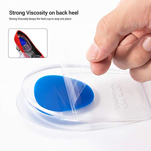 2 pares de almohadillas de gel para talones,almohadillas de silicona para talones para la fascitis plantar,espolones del talón y dolor de Aquiles,copas gel para talones y cojines Absorción (El hombre)