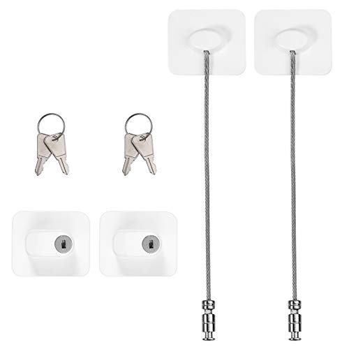 2 PCS Cerradura de Seguridad para Puerta de Refrigerador con 4 Llaves Cierre de Seguridad para Puerta de Congelador Bloqueo de Frigorífico para Cajones Armarios Ventanas Refrigerador - Negro