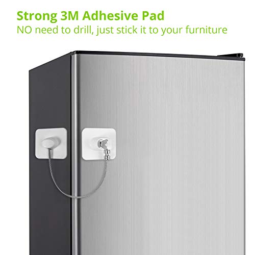 2 PCS Cerradura de Seguridad para Puerta de Refrigerador con 4 Llaves Cierre de Seguridad para Puerta de Congelador Bloqueo de Frigorífico para Cajones Armarios Ventanas Refrigerador - Blanco