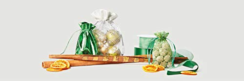 20 bolsas de organza, bolsitas de tela organza con cristales brillantes color dorado y blanco, tamaño 23x15cm, bolsa de regalo, navidad, fiesta, decoración, invierno (verde)