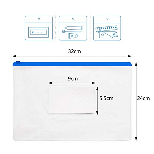 20 bolsas de plástico con cierre para archivos, transparentes tamaño A4, fundas de plástico, bolsa impermeable para organizador de documentos, material de PVC para suministros de oficina y familia