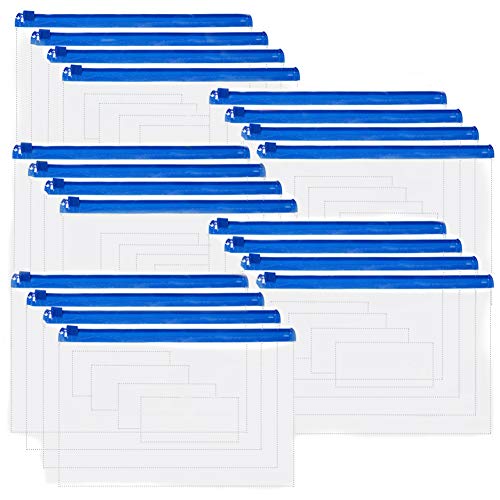20 bolsas de plástico con cierre para archivos, transparentes tamaño A4, fundas de plástico, bolsa impermeable para organizador de documentos, material de PVC para suministros de oficina y familia