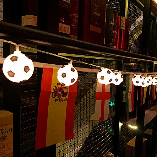20 luces LED de hadas de fútbol - ELINKUME® 2M/6.56ft con pilas blancas cálidas luces de cadena de fútbol para fiesta temática, decoración del hogar, regalos, Festival