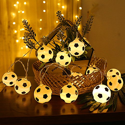 20 luces LED de hadas de fútbol - ELINKUME® 2M/6.56ft con pilas blancas cálidas luces de cadena de fútbol para fiesta temática, decoración del hogar, regalos, Festival