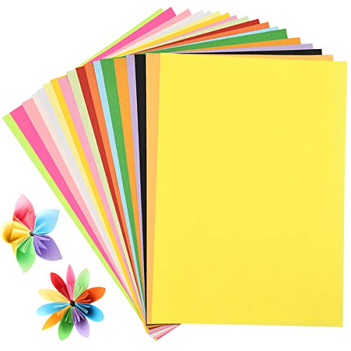 200 Hojas Papel A4 de Colores, Papel de Origami para Niños, Papel de Colores de Doble Cara para Papiroflexia Manualidades Bricolaje Dibujo Decoración Impresora Oficina (20 Colores)
