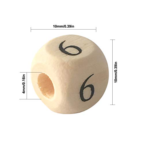 200 Pcs Cuentas Alfabeto de Madera Natural, Cuentas de Número de Madera, Abalorios Letras Grano de la Carta de Madera para la Fabricación de la Joyería, Pulseras DIY Manualidades, 10 mm