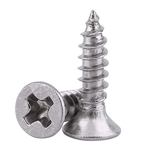 200 pcs M3 Tornillos Autorroscantes 304 Acero Inoxidable Cabeza de Cacerola Tornillos Autoperforantes Surtido Kit(Cabeza plana)