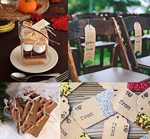 200 piezas Etiquetas regalo etiquetas papel kraft de regalo de bricolaje,Etiquetas de Kraft,cuerda de cáñamo de 30m, utilizadas para bodas, cumpleaños y Navidad