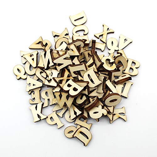 200 piezas Letras de Madera y Números de Madera Dylan-EU Alfabeto de Madera - Letras Mayúsculas 15 mm para Bodas Decoraciones de Cumpleaños Educación Juegos Infantiles DIY
