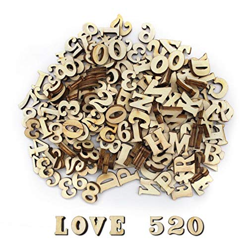 200 piezas Letras de Madera y Números de Madera Dylan-EU Alfabeto de Madera - Letras Mayúsculas 15 mm para Bodas Decoraciones de Cumpleaños Educación Juegos Infantiles DIY