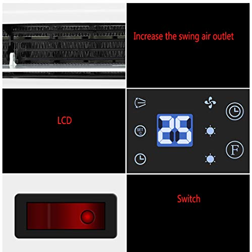 2000W PTC Calentador De Ventilador Temporizador De Control Remoto Calentador De Baño con Cortina De Aire del Calentador De Temporizador con Elemento PTC De Termostato para Oficina, Escritorio, Hogar