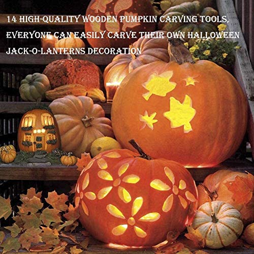 2021 decoración de Halloween otoño partido talla kit de herramienta de 14 piezas de halloween calabaza que talla herramienta de madera de calabaza talla de acero inoxidable cuchillo de talla del molde