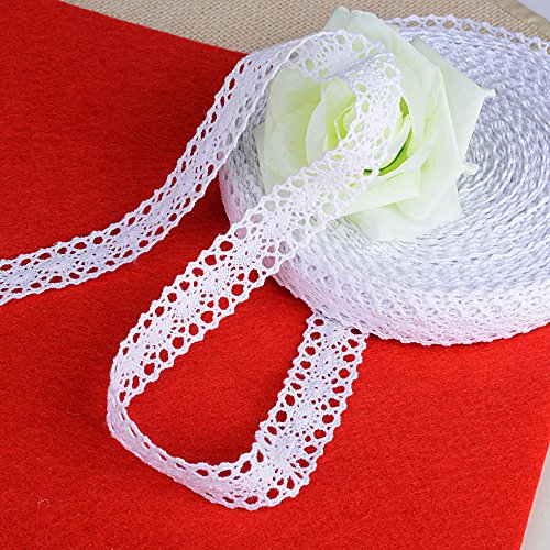 20m Encaje Cinta Decorativo Blanco Ancho 2cm para Manualidades Boda Navidad Pascua Fiesta Bricolaje (Blanco)