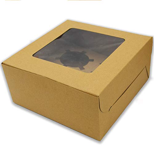 20pcs Cajas Para Cupcake ,WENTS Caja de Pastel Elegante y Portátil Caja para Cupcakes con Ventana Transparente para Adecuado para Bodas, Fiestas, Ceremonias, Cumpleaños