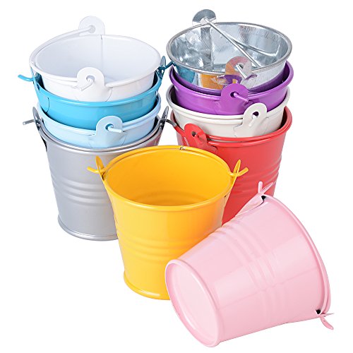 20pcs Mini Cubos de Metal Balde para Invitados Boda Candy Bar con Dulces Caramelos Decoracion Mesas Cajas Altura 5,2cm Diametro 5,8cm y 4,2cm (10 colores)