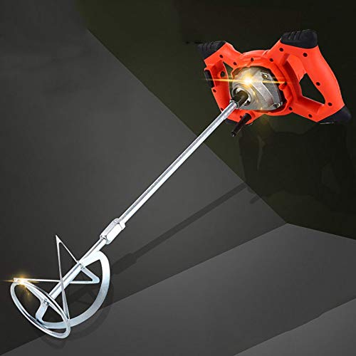 2100W Batidor de pintura Herramienta de alta resistencia para mortero de cemento de pintura de yeso con doble engranaje baja velocidad 6 lechada cemento velocidad, batidora eléctrica 14mm