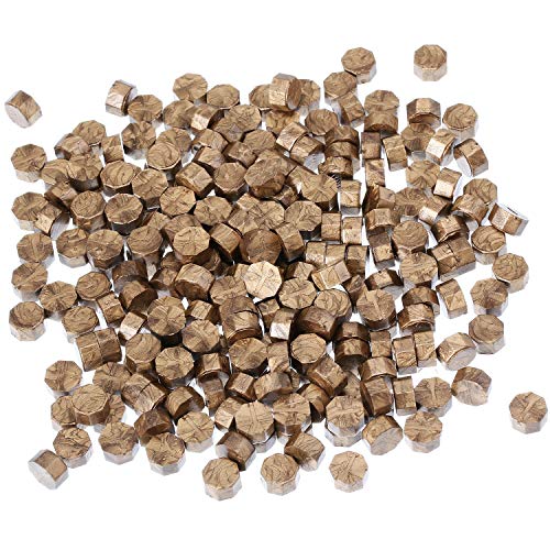 230 Piezas de Cera de Sellado Octágono Palos de Cuentas con 2 Piezas de Velas de Té y 1 Piezas de Cuchara de Fundir Cera para Sello de Cera (Bronce)