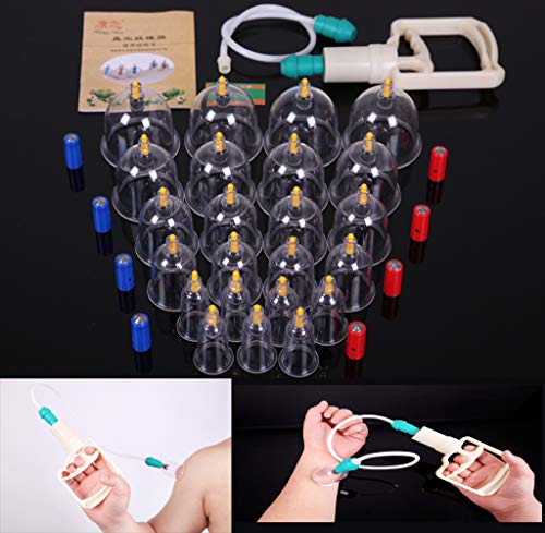 24 x ventosas, Ahuecamiento, Tratamiento Ventosas Masaje, Terapia biomagnética Tradicional China Cupping Set Hogar Sacar Vacío Cupping Kit/Chino Masaje Medical Cupping Set Succión Acupuntura