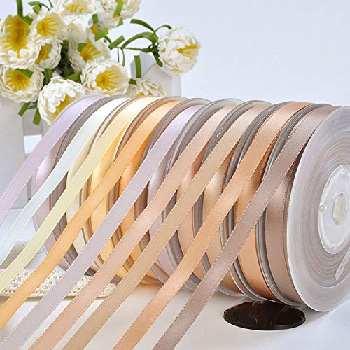 25 28 32 38 mm 100yards / lot del satén y una sola cara del Café oscuro para los regalos de la decoración del banquete de boda hecho a mano de flores de Rose, 846,25mm marrón dorado