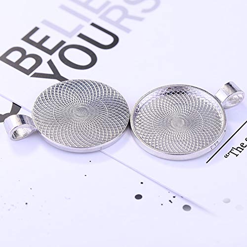 25 mm 50 Piezas Cúpula de Cristal + 50 Piezas Bases de Colgante Redondos para Joyería Artesanal de Foto Artesanía (Blanco)