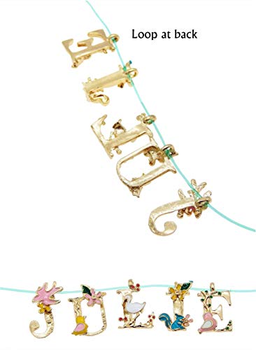 26pcs Aleación del alfabeto abalorios colgante A-Z Letras Abalorios Flor Animal Adorno para Joyería Pulsera Collar Llavero Craft Accesorios