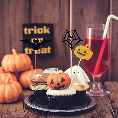28 Piezas Topper de Tarta Halloween Topper de Magdalena de Halloween Adornos de Fantasma Comida De Halloween,Comida De Halloween Selecciones opper Magdalenas Halloween para Fiesta De Halloween