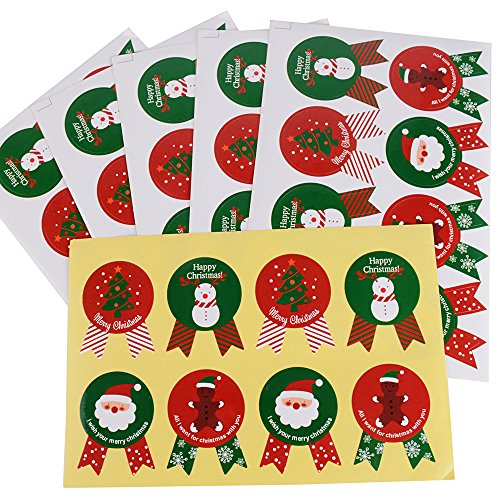 288pcs Pegatina Navidad Etiqueta Adhesiva Redonda Papel Decoración Cajas Regalos Bombones Caramelo Fiesta Sello Bolsas 24 hojas