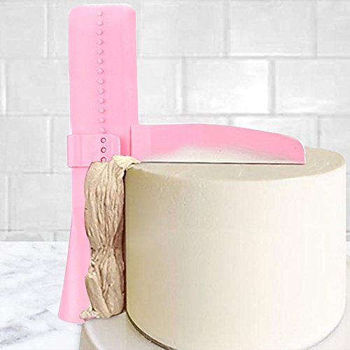 2pcs Ajustable Cake Smoother pulidor con 4pcs diferentes raspadores, FineGood crema borde suavizado herramientas - verde, rosa