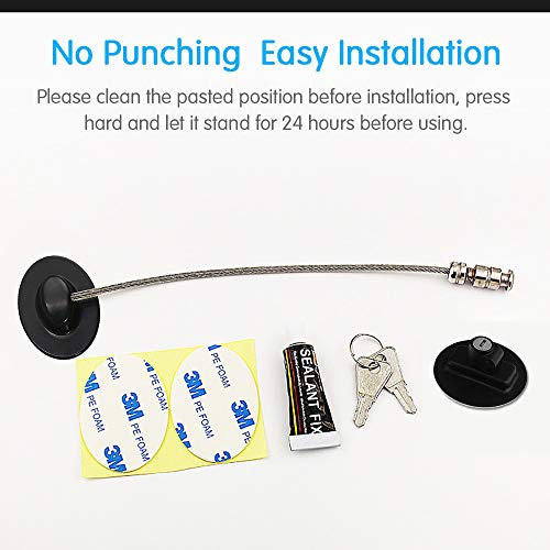 2Pcs Bloqueo de frigorífico,Cerradura del refrigerador,cerradura para puerta de congelador para la seguridad del bebé y el fuerte adhesivo 3M Seguro para niños sin taladros(negro)