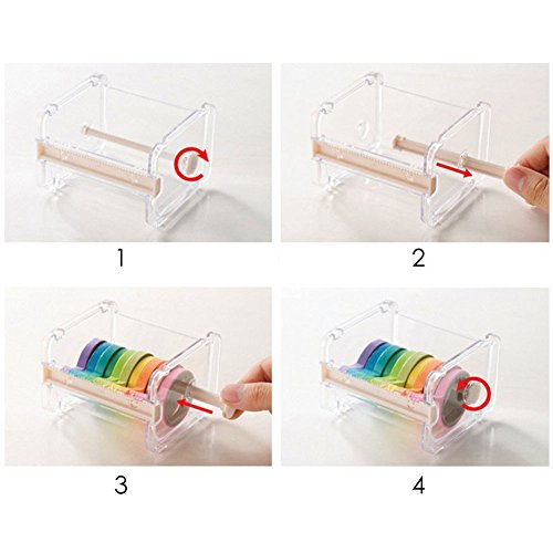 2pcs HomDSim Washi Tape Dispensador Cutter, organizador de cinta de rollo, cinta adhesiva de escritorio DIY cinta adhesiva rollo cortador de cinta de almacenamiento, caja de cinta Washi amarillo
