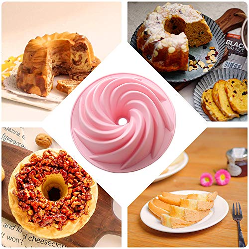 2PCS Molde Savarín, Negro,Molde para Bizcocho,Silicona para Tartas,Repostería Magdalenas ara rosquillas,Magdalenas,Pasteles,Galletas,Horneado de Pudín-Fácilmente Desmoldeo Estuches Libre de BPA